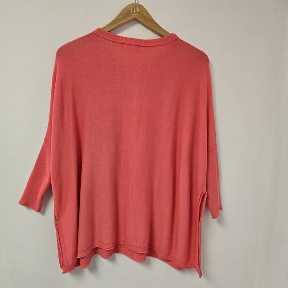 Mersea Catalina Sweater One Size Coral Pink Tunic Pockets Vacation Travel Preppy - Picture 3 of 11
